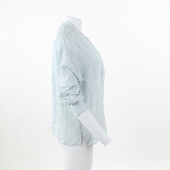 Vince Tonal Stripe V-Neck Blouse in Mint - Picture 5 of 5